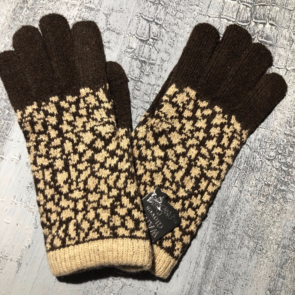 Gloves Brown and Taupe Wool angora Wanni b…